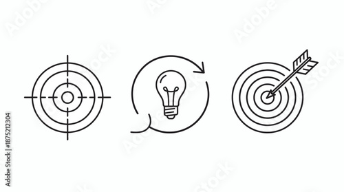 Business strategy icons for success and innovation goals