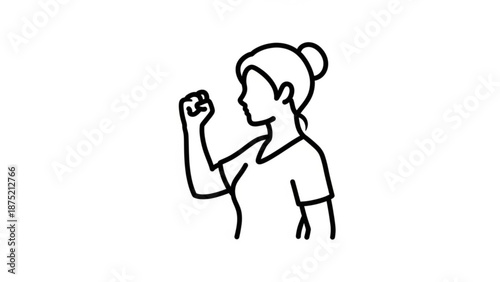 Woman holding whisk cooking in kitchen with simple line art style