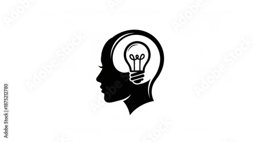 Human head silhouette with lightbulb idea concept illustration design