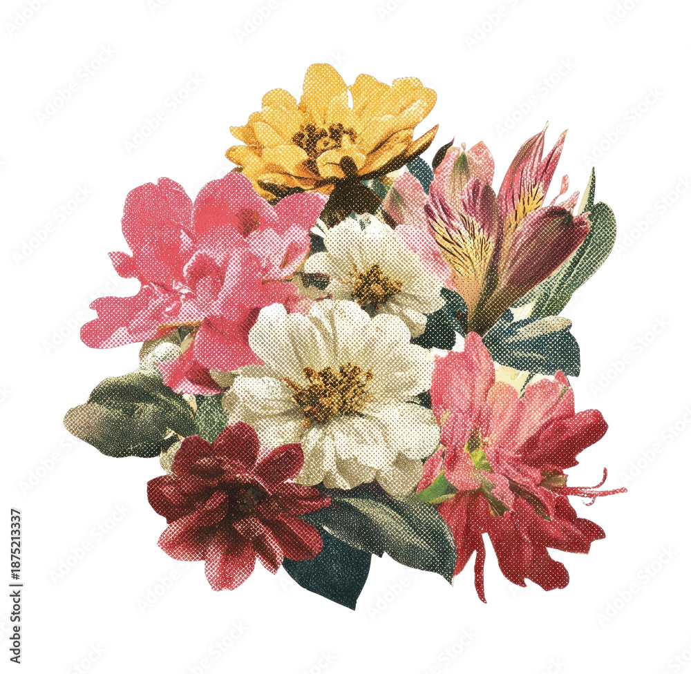 Fototapeta premium PNG Vintage floral bouquet illustration