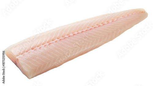Fresh raw cod fillet isolated PNG on transparent background, uncooked fish portion for healthy eating and seafood recipes