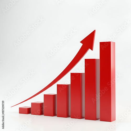 business up graph with red arrow on copy space white background/ Minimalist graph with red arrow pointing up Free Download business up graph with red arrow on copy space white background/ Minimalist graph with red arrow pointing up - GFXLoad