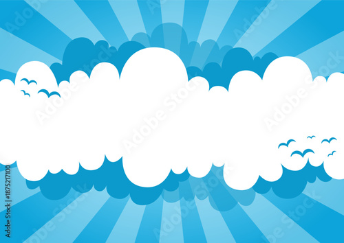 clouds and birds on a blue background