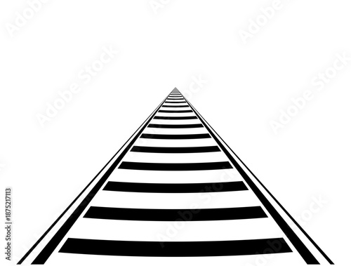 Black silhouette of a railway track isolated without background.