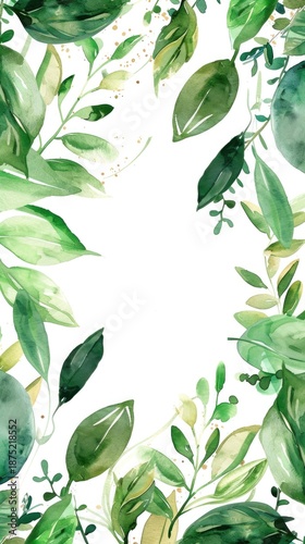 Hand painted watercolor floral frame background with delicate botanical flowers and leaves.