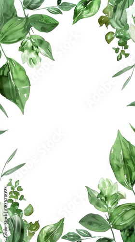 Hand painted watercolor floral frame background with delicate botanical flowers and leaves.