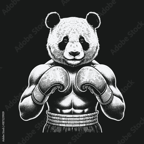 Panda Boxer Ready for the Fight: A Powerful and Determined Image.