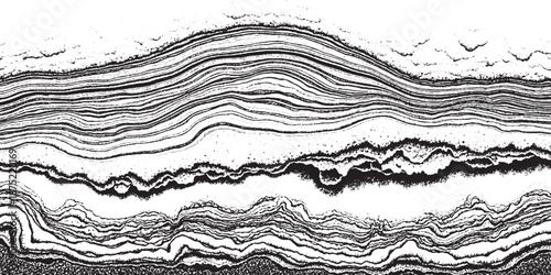 Abstract Black and White Layered Geological Strata Pattern.