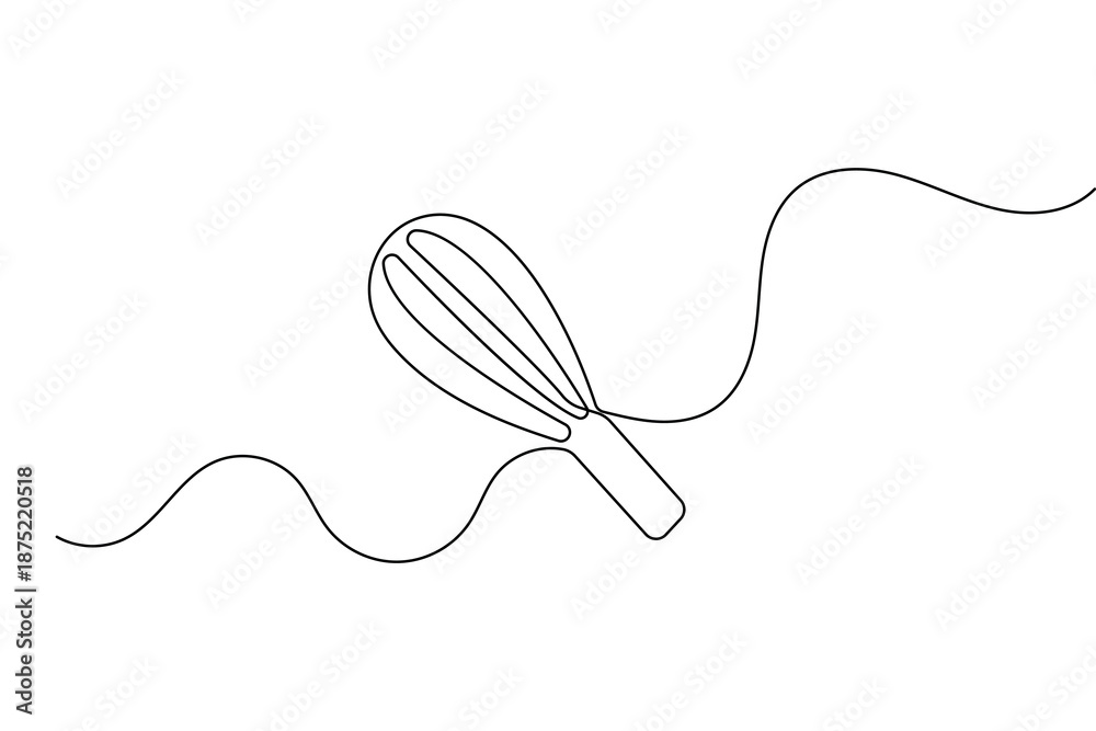 Obraz premium Continuous one line drawing of a balloon whisk kitchen tool minimalist style vector illustration