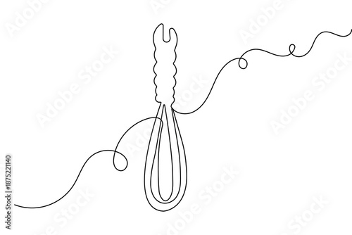 Continuous one line drawing of a balloon whisk kitchen tool minimalist style vector illustration