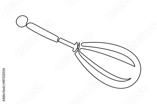 Continuous one line drawing of a balloon whisk kitchen tool minimalist style vector illustration