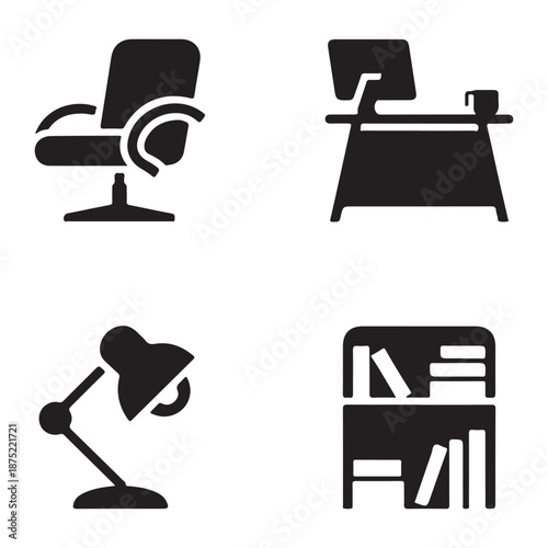 Home office furniture illustration designed for comfortable indoor work
