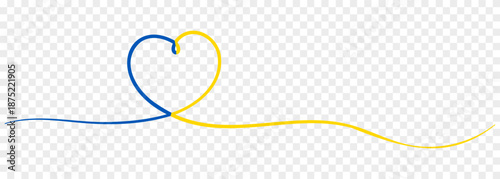 Yellow blue heart ribbon