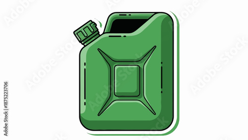 A green jerrycan with a slightly ajar cap