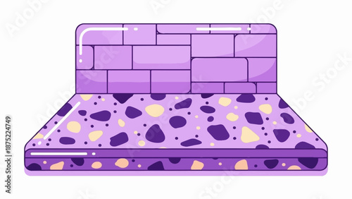 A purple brick and terrazzo chimney