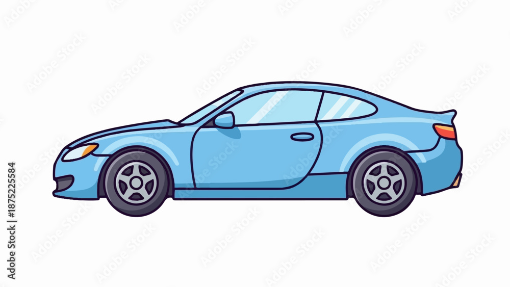 Obraz premium A stylized, light blue sports coupe with black tinted windows and silver wheels
