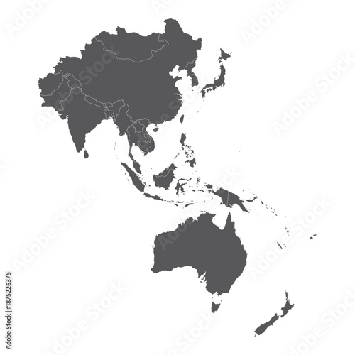 Grey Map of Asia. Vector illustration.