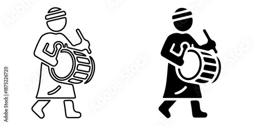 Man Playing Drum Icon Silhouette