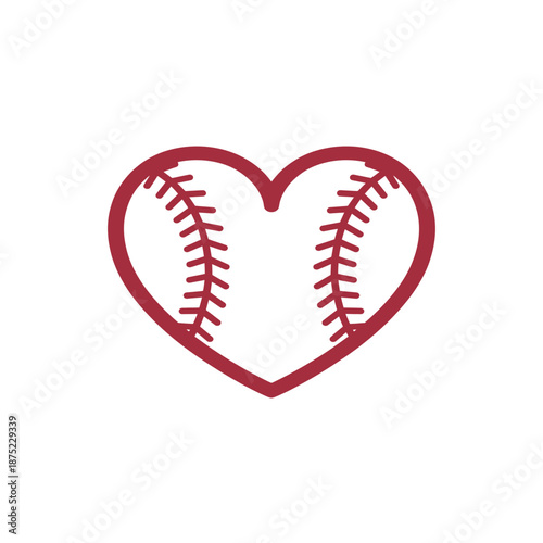 Baseball heart shape isolated on transparent background