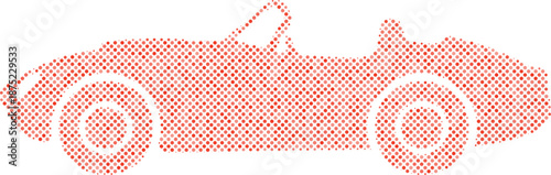 Red dotted convertible car illustration