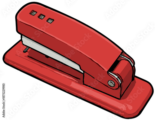 Vintage red stapler illustration