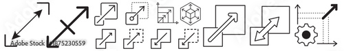 Collection of diverse scaling and resizing user interface icons and transform symbols