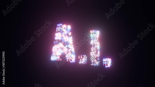 Glowing pink and blue neon letters 'AI' on a dark background with colorful lights.