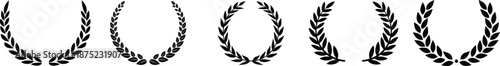 Laurel Wreath Icon set. A hand-drawn collection of laurel wreaths and branches, including laurel wreaths. Featuring elements of herbs, flowers, and plants, these wreaths symbolize awards, achievement.