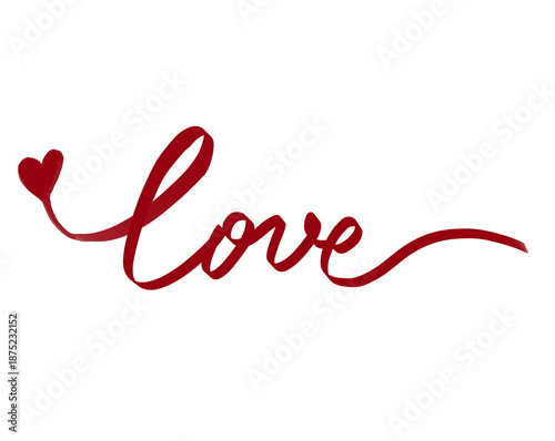 Red Ribbon Forming the Word Love with heart