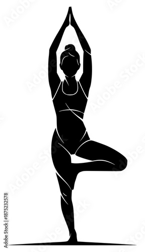 a black silhouette of a woman practicing yoga, black, girl, pose, practice, silhouette, woman, yoga, against transparent background