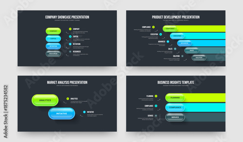 Financial Development Four Five Two Three Step Diagram Frame Template Vector Illustration Collection. Modern Portfolio 4 5 2 3 Option Infographic Slide Design Bundle.