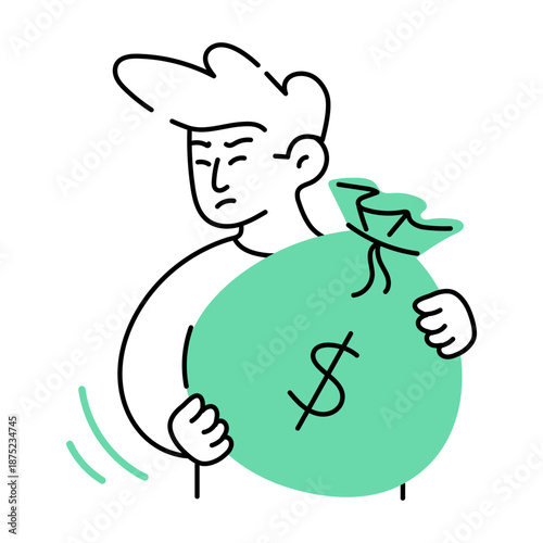 A doodle style illustration showing money bag