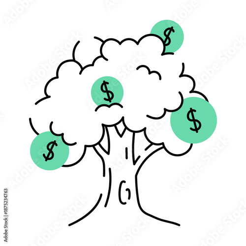 A drawing style illustration depicting treasure tree