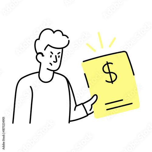 A doodle style illustration showing tax form