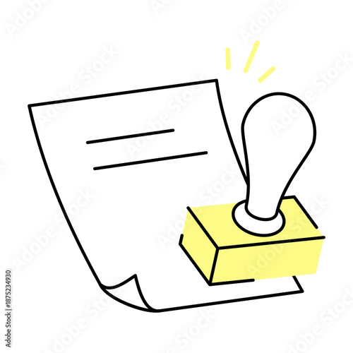 Hand drawn style illustration showing stamp