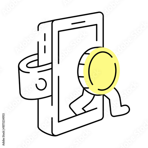 A sketchy illustration representing digital wallet