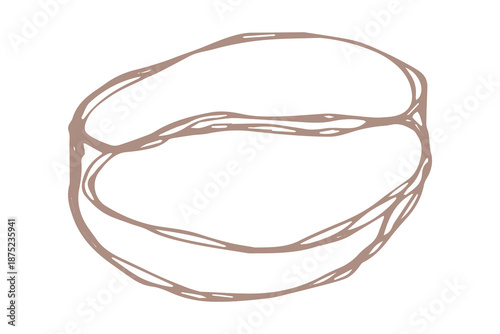 Hand drawn fresh roasted coffee bean Arabica robusta seed doodle Single element for print, web, design, decor