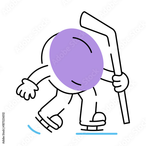 A hand drawn illustration depicting an ice hockey