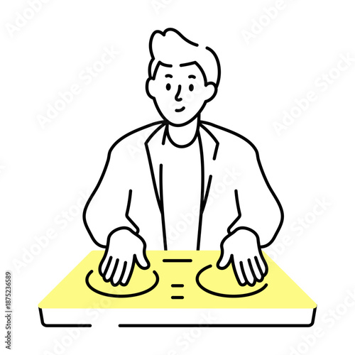 A hand drawn illustration showing a dj turntable