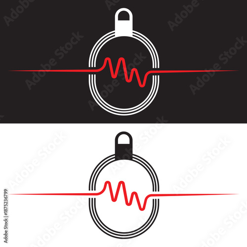 Heartbeat pulse line inside a locket or pendant for medical and health care