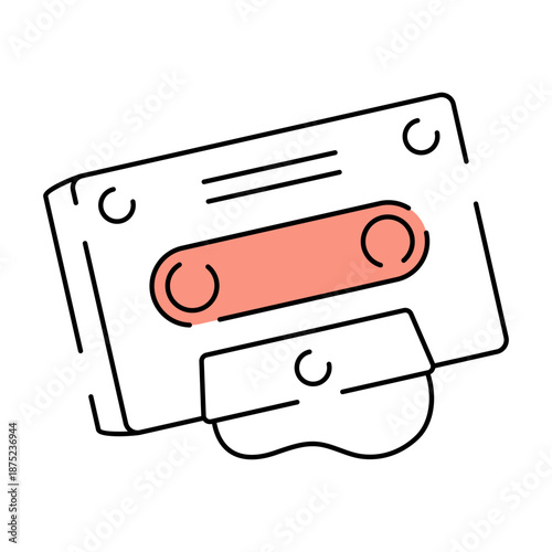 A hand drawn illustration showing a cassette