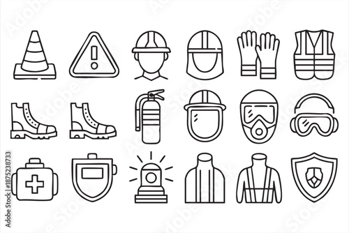 Personal protective gear symbol pack with hardhat, gloves, boots