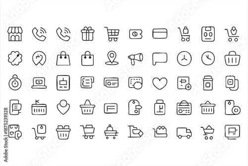 Marketplace and Delivery Outline Icons for E-Commerce Platforms