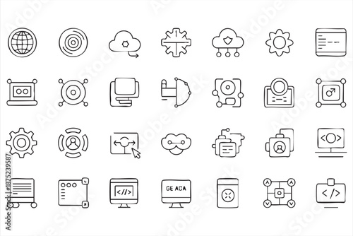 Software Engineering Outline Icons for DevOps Web Templates