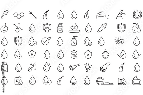 Dermatology Ingredient Line Icons for Skin Care Platforms