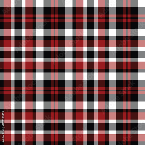 Red white black plaid pattern