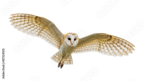 Canvastavla Barn owl flying PNG isolated on transparent background, nocturnal bird of prey w