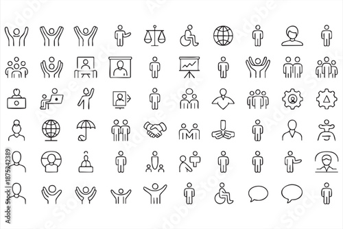 Human Resources People Icons for Training and Leadership Dashboards