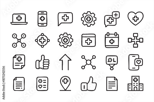 Clinical Management Interface Icons for Healthcare Applications