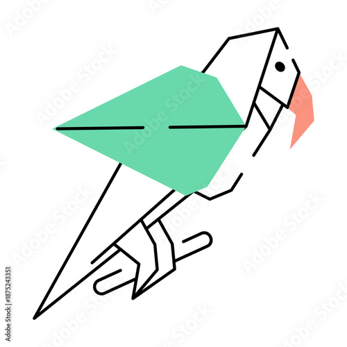 A doodle style illustration showing origami bird